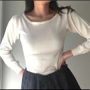 Cream boat neck top